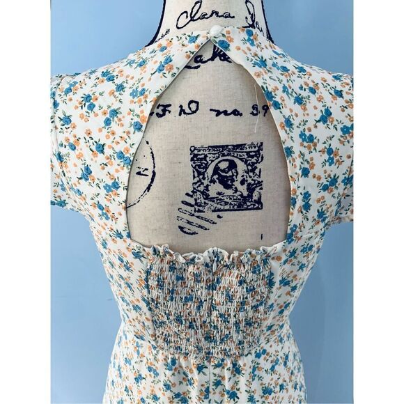 Aveloria Women’s S White Floral Cap Sleeve U-Neck Lined Dress - Picture 7 of 11